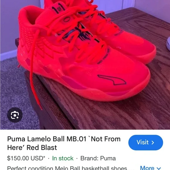 Puma Mens Bright Red Sneakers - Picture 9 of 9